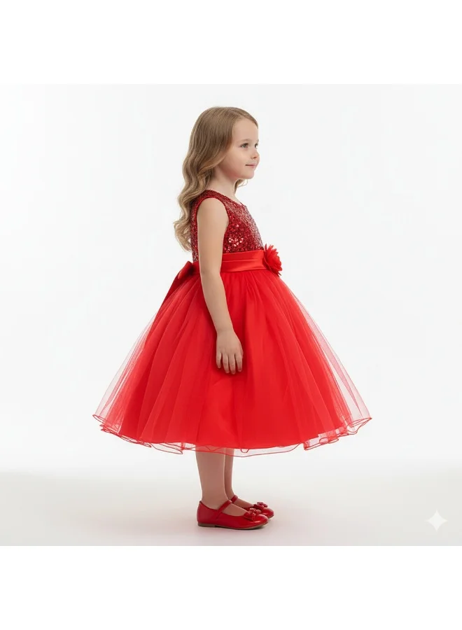 Bidani Red Sparkle Tulle Party Dress